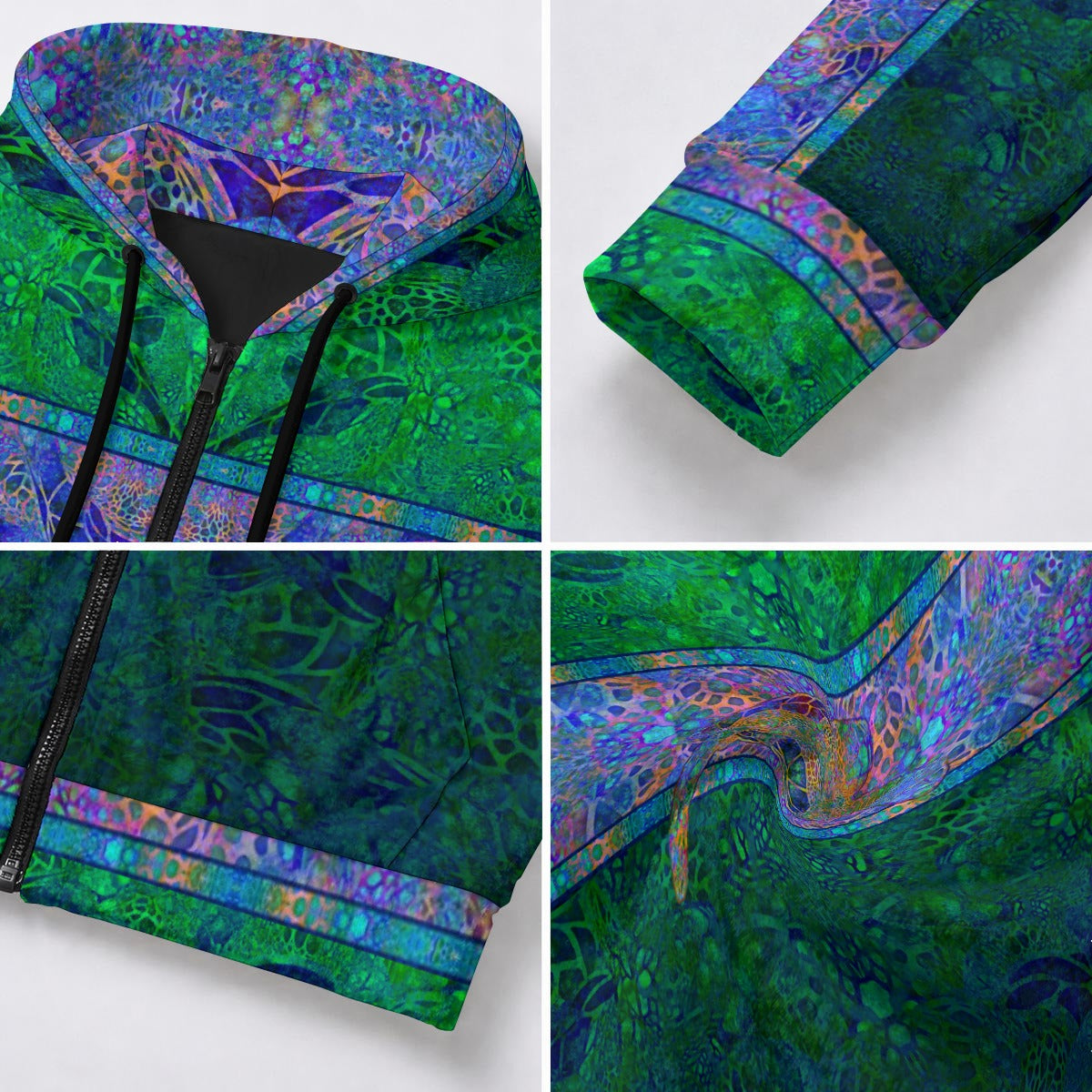 Sea Turtle Longevity Crushed Velvet Zip Hoodie
