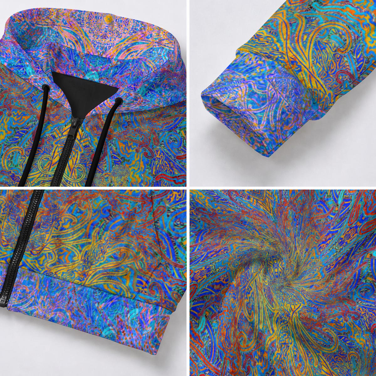 Psychedelic Jellyfish Crushed Velvet Zip Hoodie