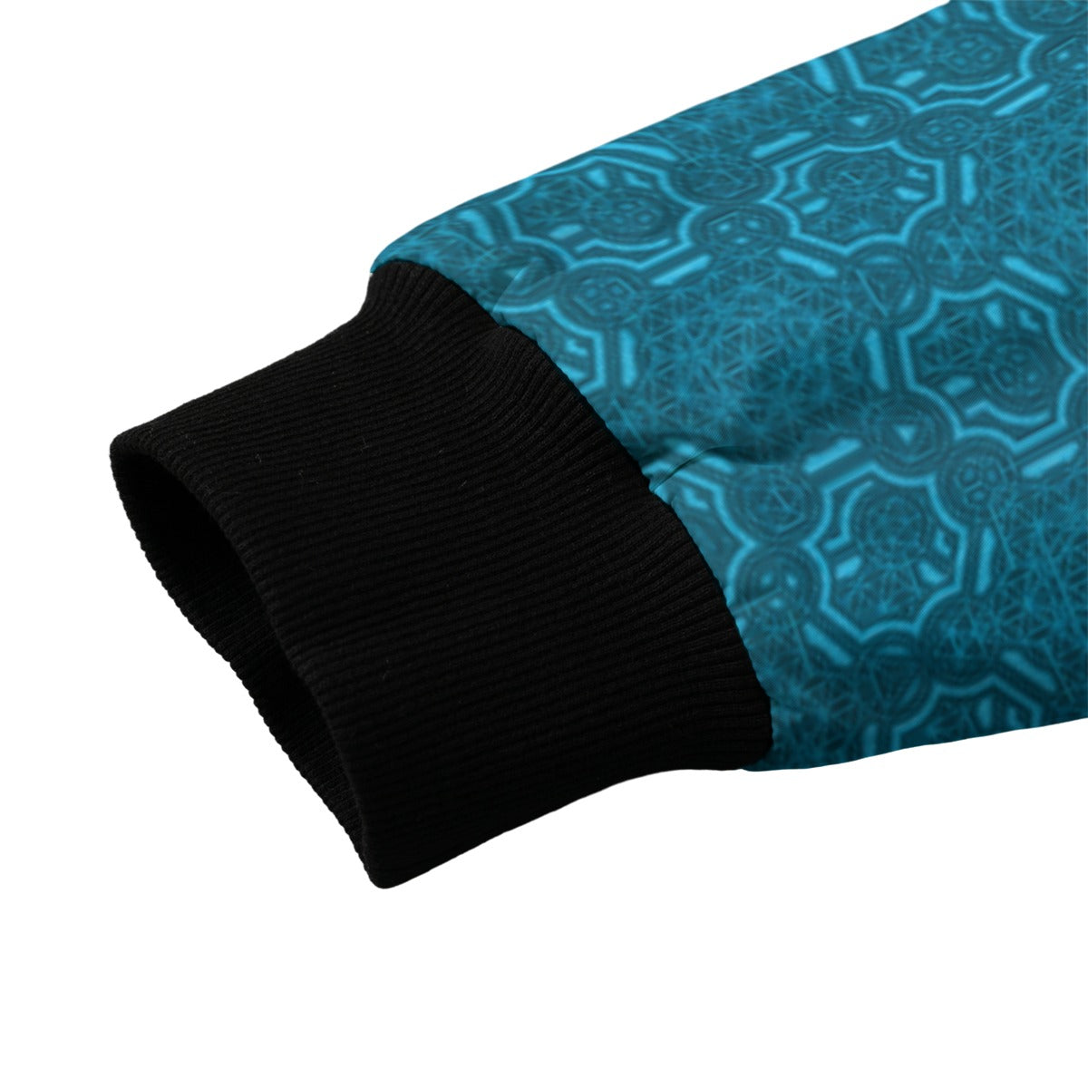 Aqua Metatron's Cube Bomber Jacket w/ Sherpa Lining