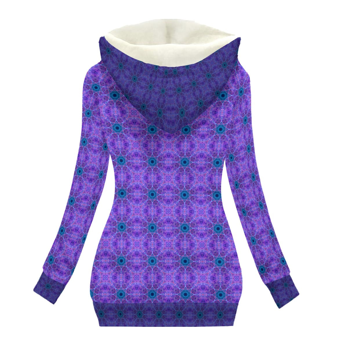 Purple Cosmic Rays Women's Hooded Jacket with Fleece Lining