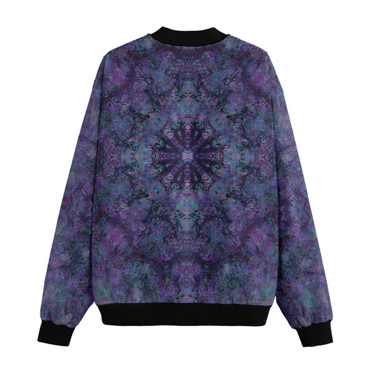 Purple Octopus Mandala Bomber Jacket w/ Sherpa Lining
