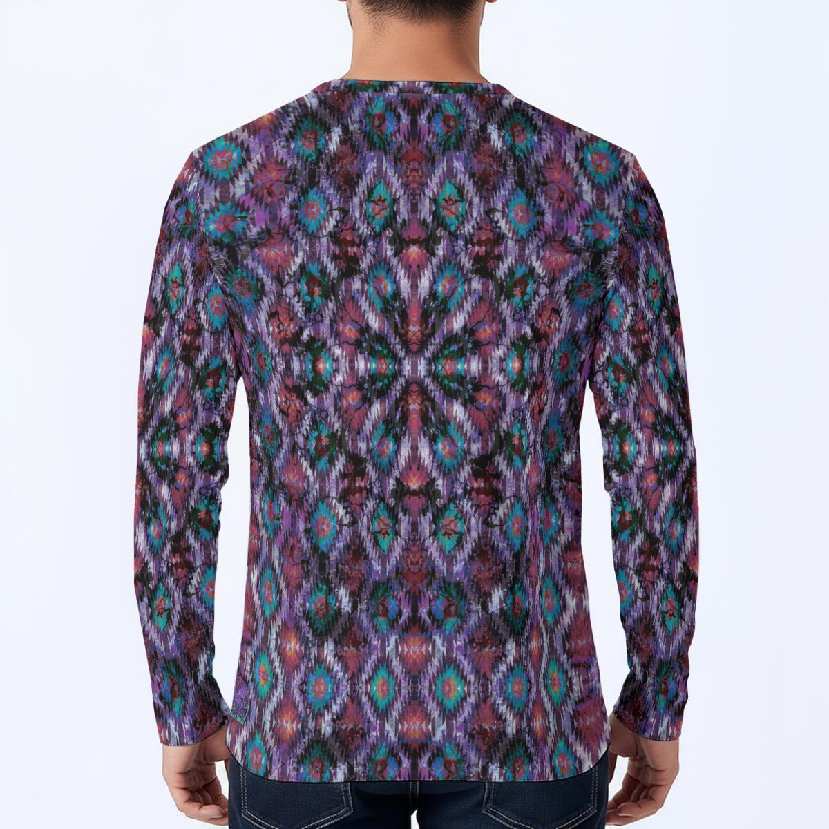 Navajo Nightshade Long-Sleeve Henley Shirt