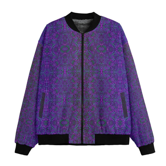 Purple Elephants Sherpa Lined Bomber Jacket