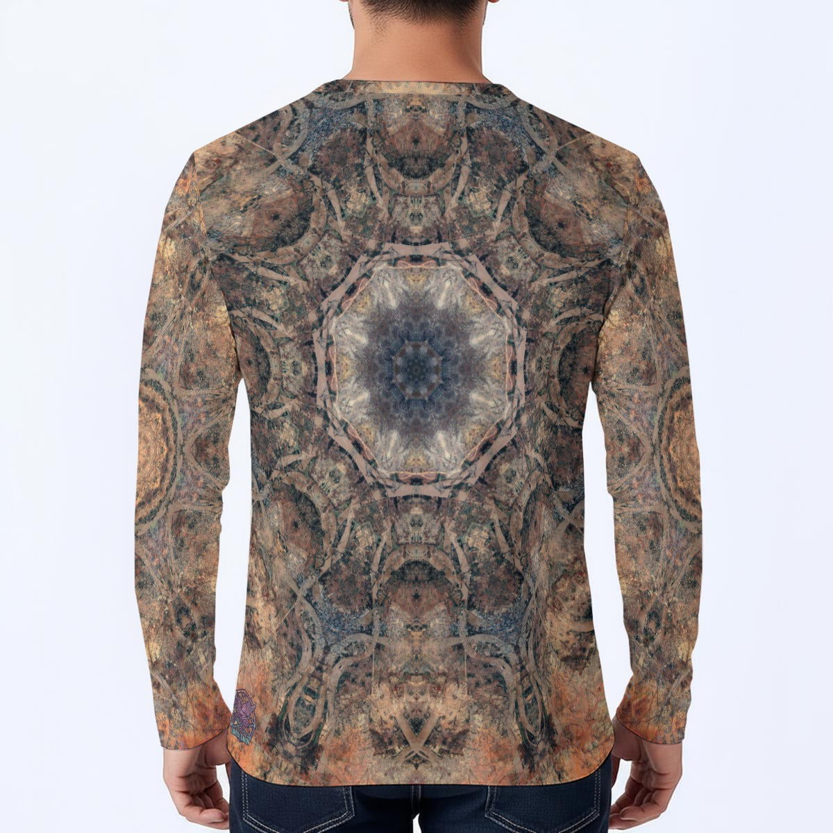 Sahara Mandalas Long-Sleeve Henley Shirt