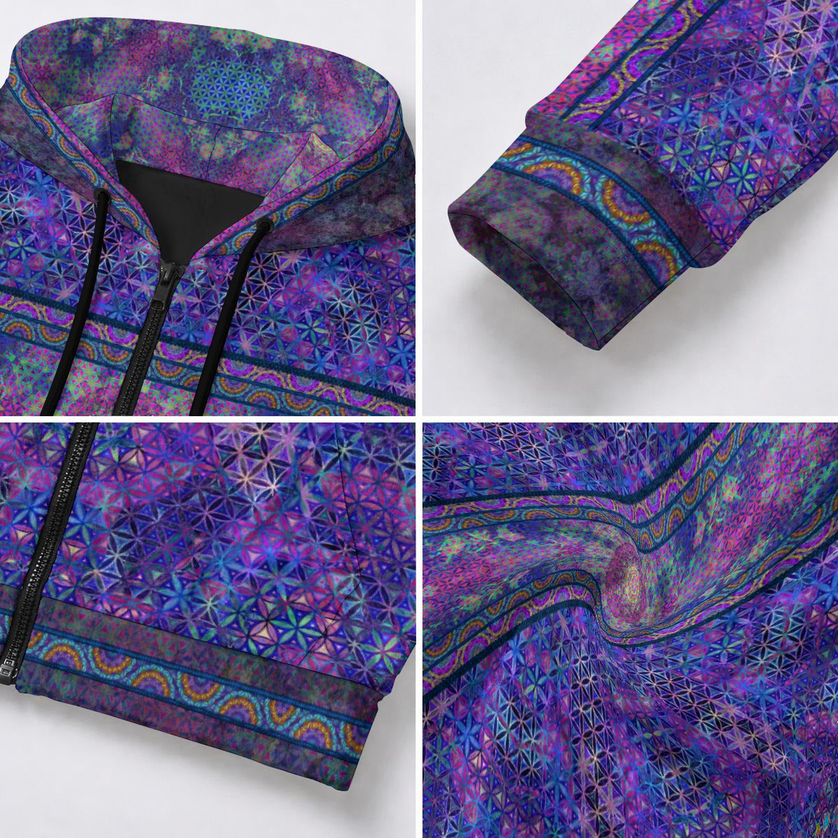 Eclectic Spectrum Crushed Velvet Zip Hoodie