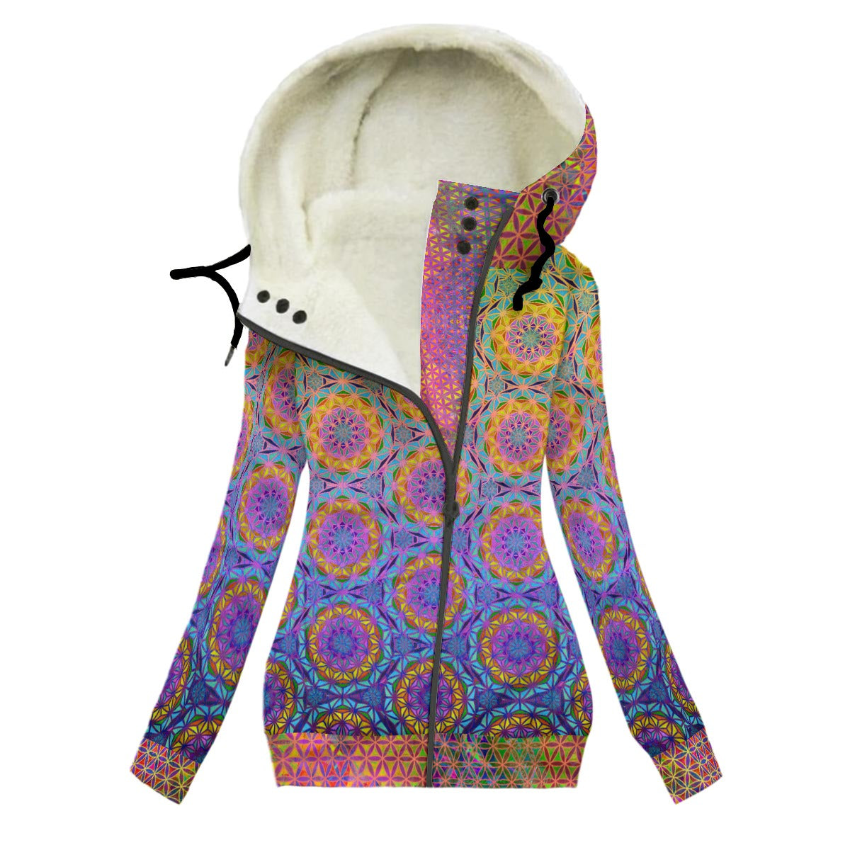 Birth of a Flower Women's Hooded Jacket with Fleece Lining