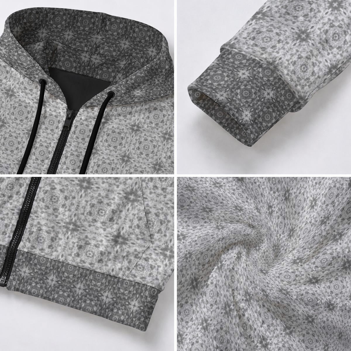 Silver Star Dust Crushed Velvet Zip Hoodie