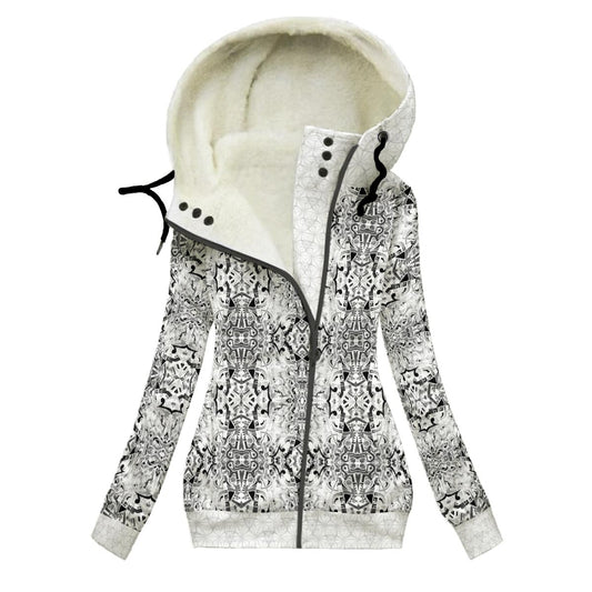 Musical Mandalas Women's Hooded Jacket with Fleece Lining
