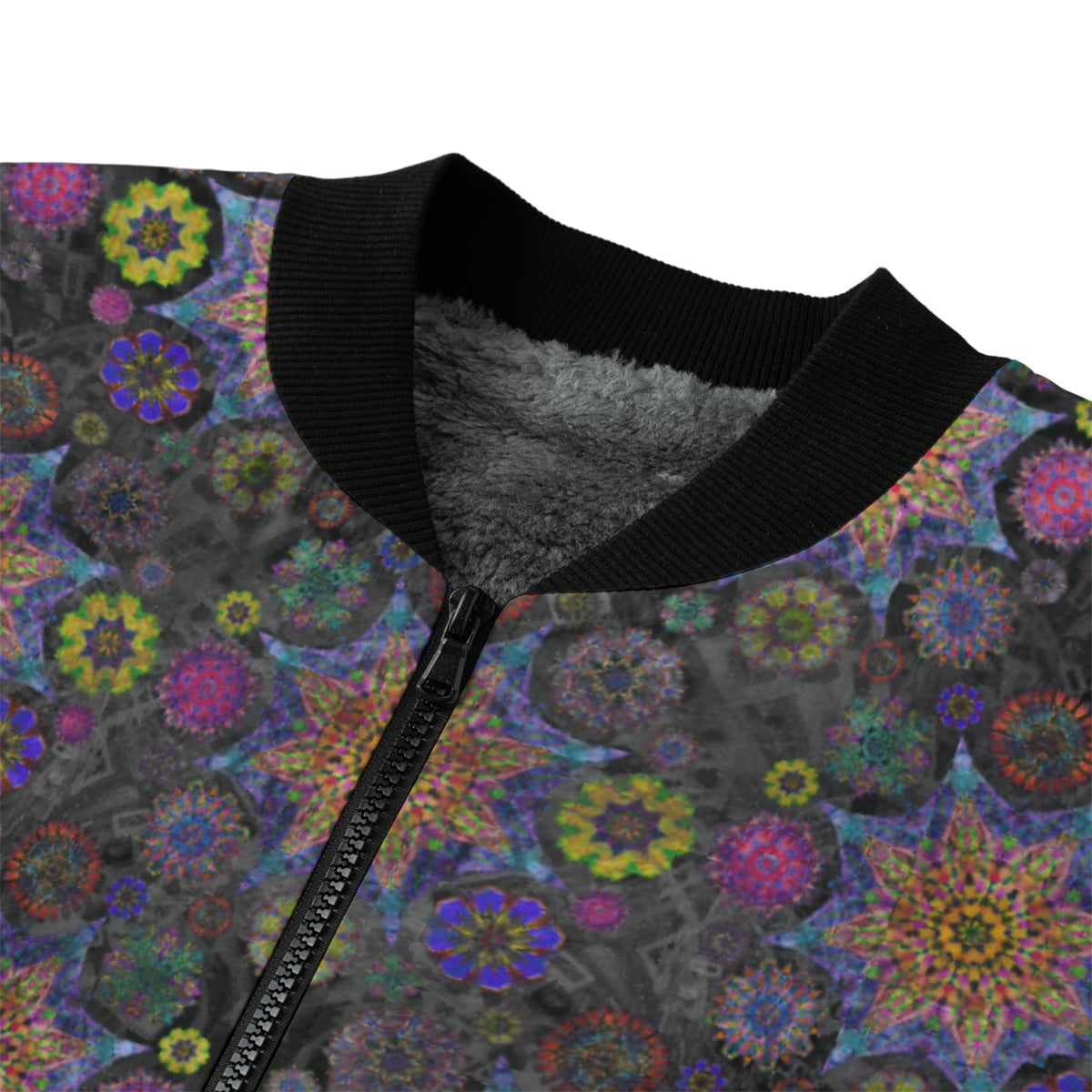 Star Mandala Effects Bomber Jacket w/ Sherpa Lining