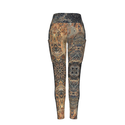 Desert Cactus Bloom High Waist Leggings With Side Pockets 