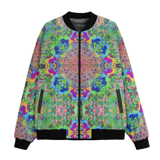 Elephant Mandala Bomber Jacket w/ Sherpa Lining
