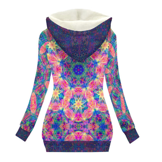 Ethereal Stardust Women's Hooded Jacket with Fleece Lining