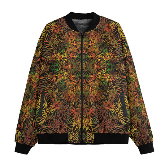 Jungle Rasta Lion Bomber Jacket w/ Sherpa Lining