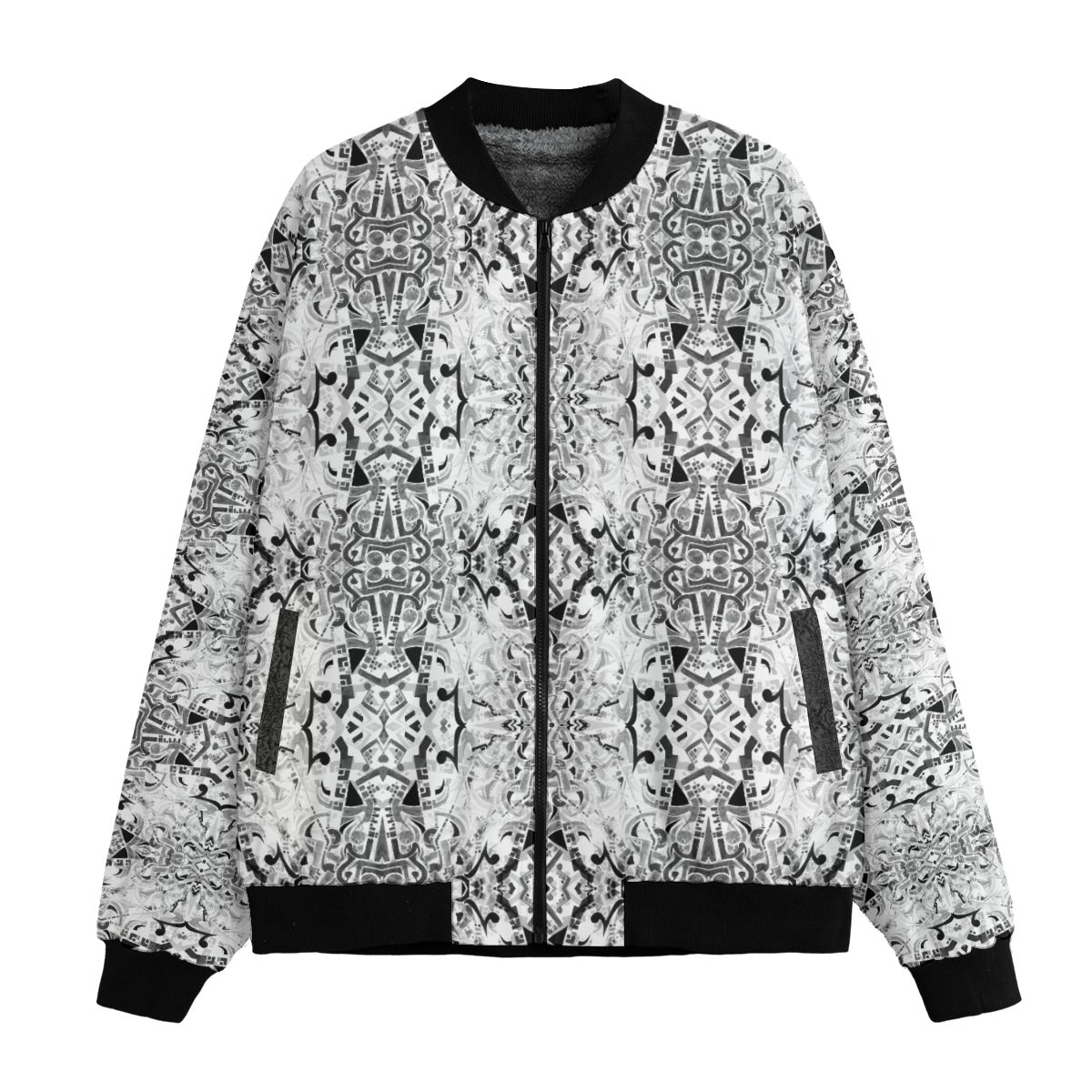 Musical Mandalas Bomber Jacket w/ Sherpa Lining