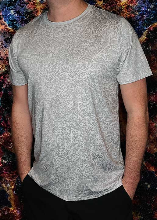 Gray Tribal Octopus  T-Shirt