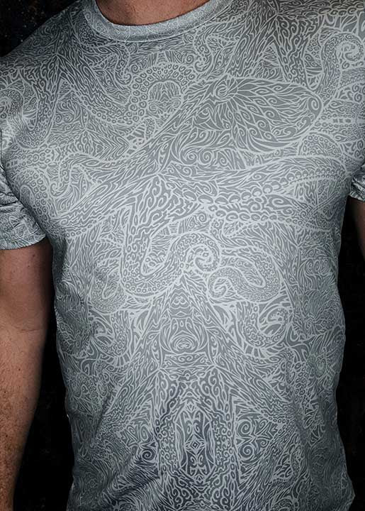 Gray Tribal Octopus  T-Shirt