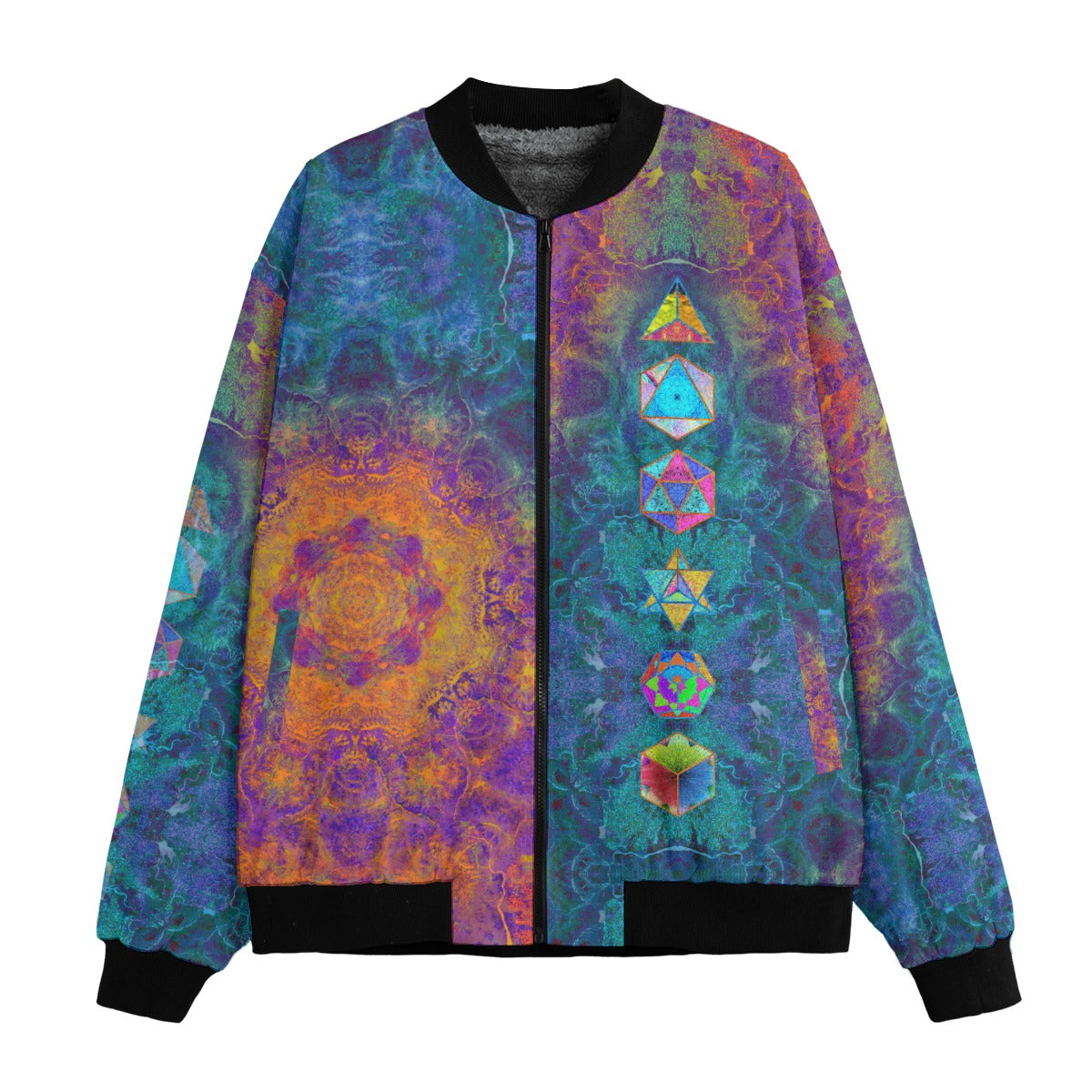 Platonic Solids Bomber Jacket w/ Sherpa Lining