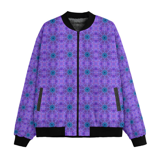 Purple Cosmic Rays Bomber Jacket w/ Sherpa Lining