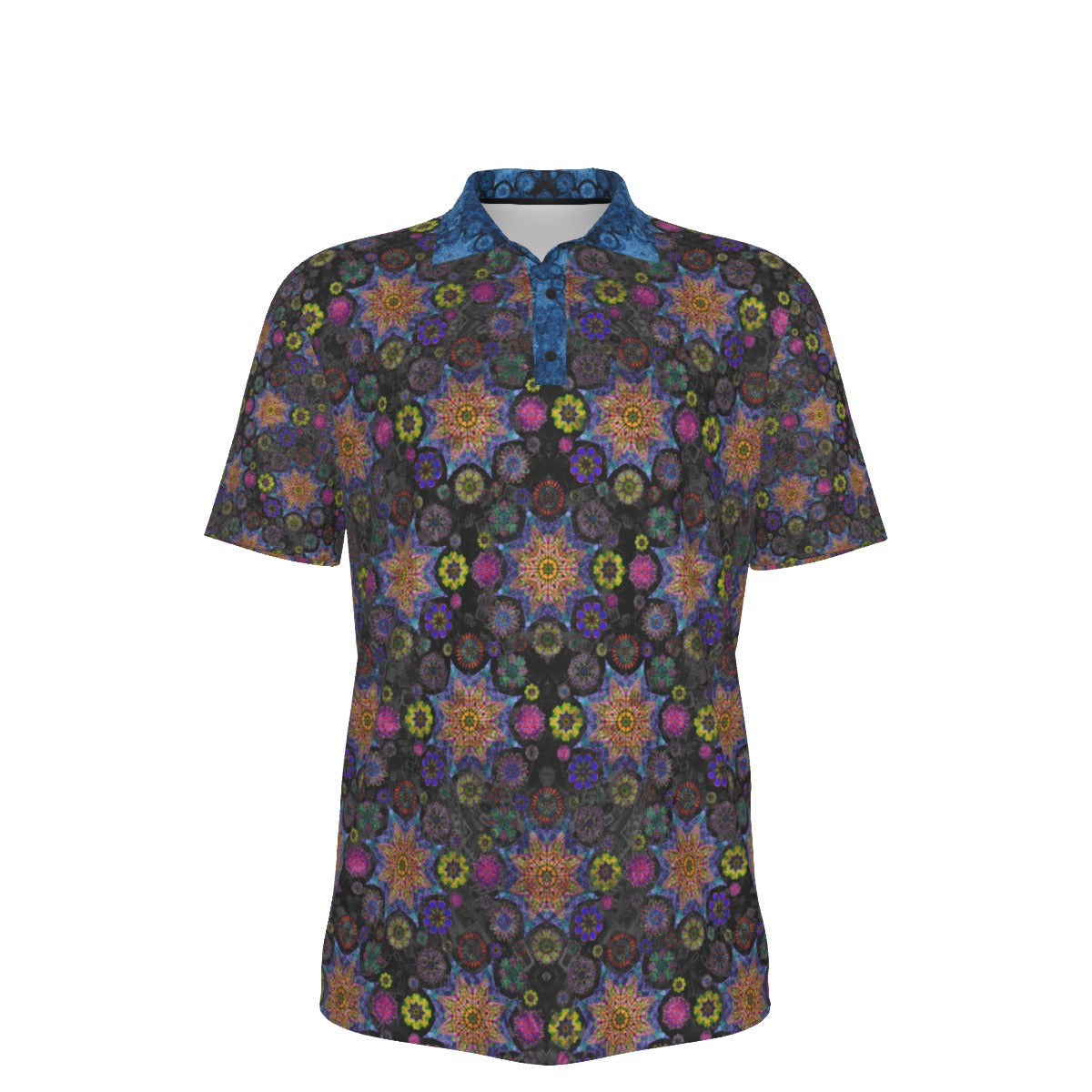 Star Mandala Effects Stretch Polo Golf Shirt