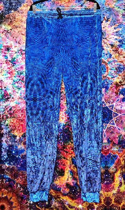 Aqua Zebra Ripple Crushed Velvet Jogger Pants