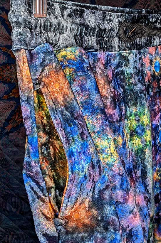 Cosmic Coral Crushed Velvet Jogger Pants