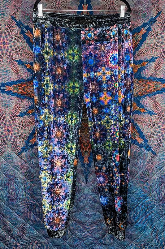 Cosmic Coral Crushed Velvet Jogger Pants