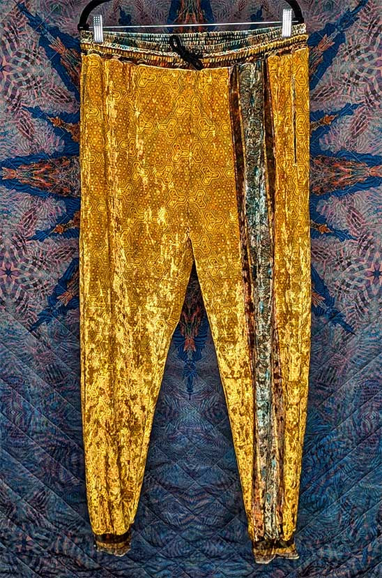 Golden Tetrahedron Crushed Velvet Jogger Pants