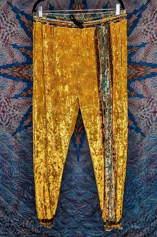 Golden Tetrahedron Crushed Velvet Jogger Pants