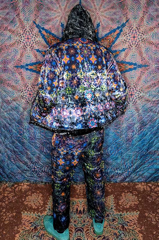 Cosmic Coral Crushed Velvet Zip Hoodie