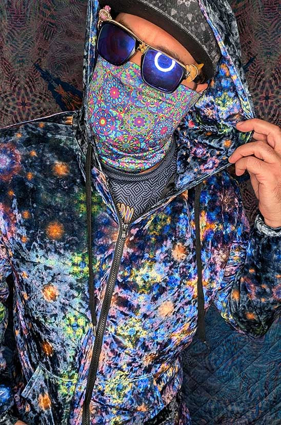 Cosmic Coral Crushed Velvet Zip Hoodie