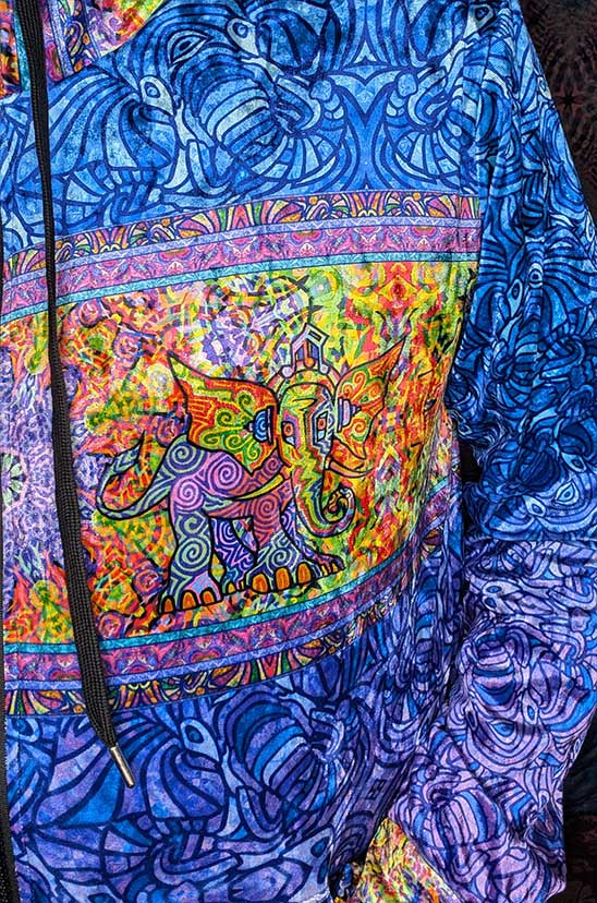 Elephant Symphony Crushed Velvet Zip Hoodie