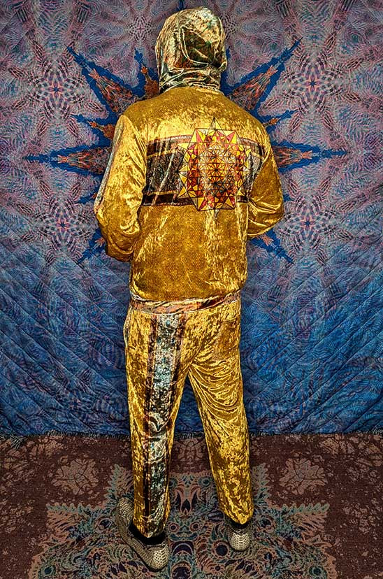 Golden Tetrahedron Crushed Velvet Zip Hoodie