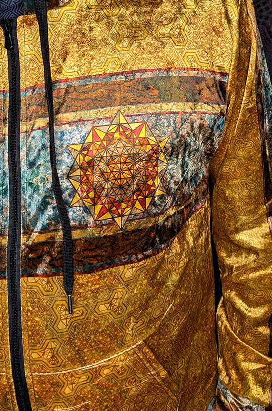 Golden Tetrahedron Crushed Velvet Zip Hoodie