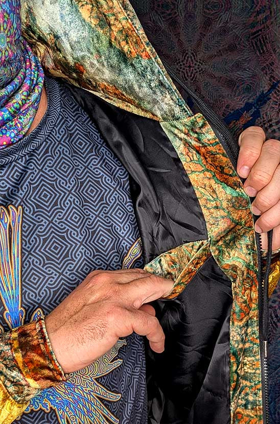 Golden Tetrahedron Crushed Velvet Zip Hoodie