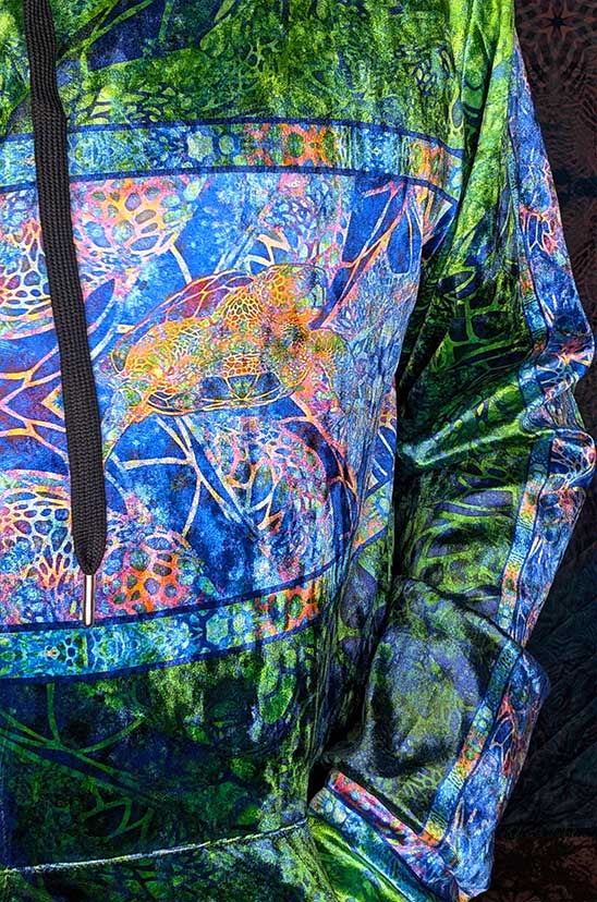 Sea Turtle Longevity Crushed Velvet Zip Hoodie