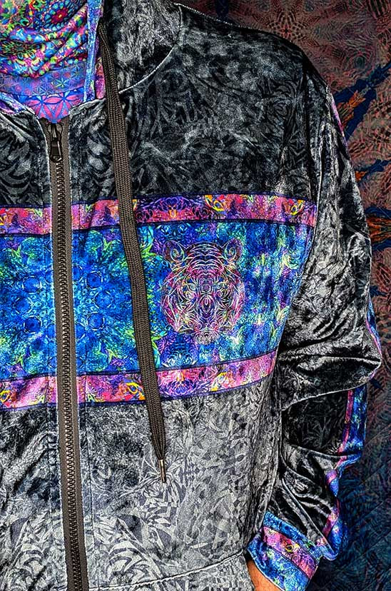 Visionary Tiger Crushed Velvet Zip Hoodie
