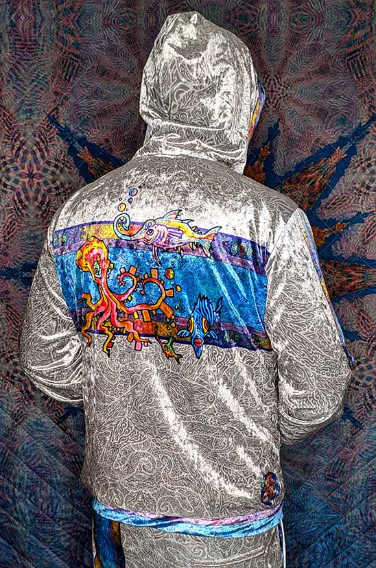 Octopus Garden Crushed Velvet Zip Hoodie