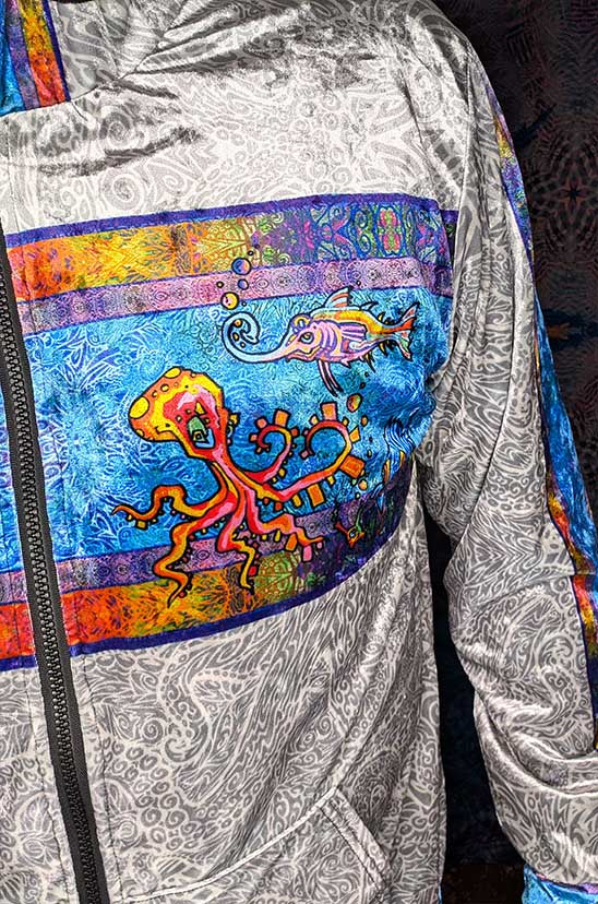 Octopus Garden Crushed Velvet Zip Hoodie