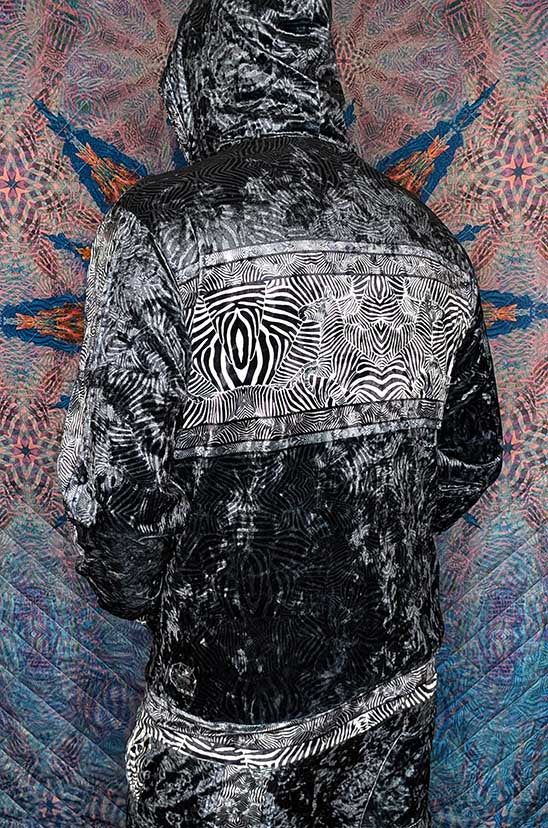 Zebra Reflections Crushed Velvet Zip Hoodie