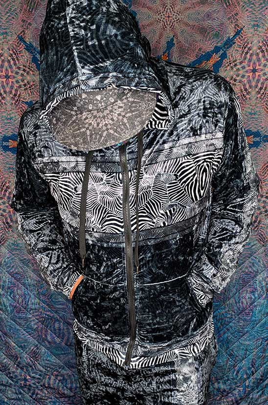 Zebra Reflections Crushed Velvet Zip Hoodie