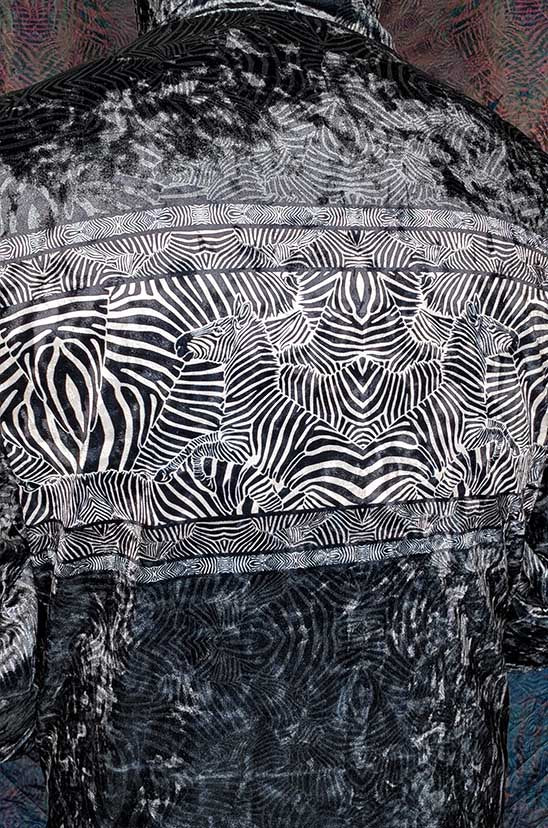 Zebra Reflections Crushed Velvet Zip Hoodie