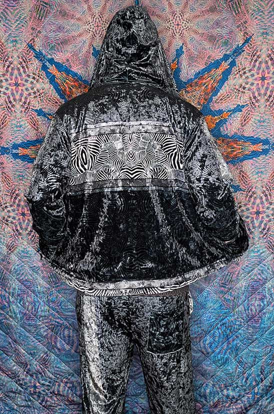 Zebra Reflections Crushed Velvet Zip Hoodie