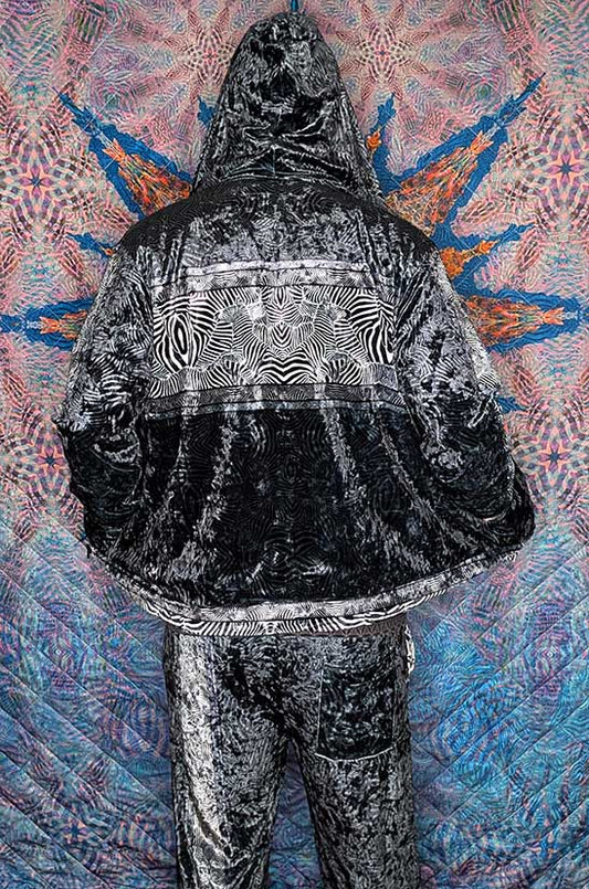 Zebra Reflections Crushed Velvet Zip Hoodie