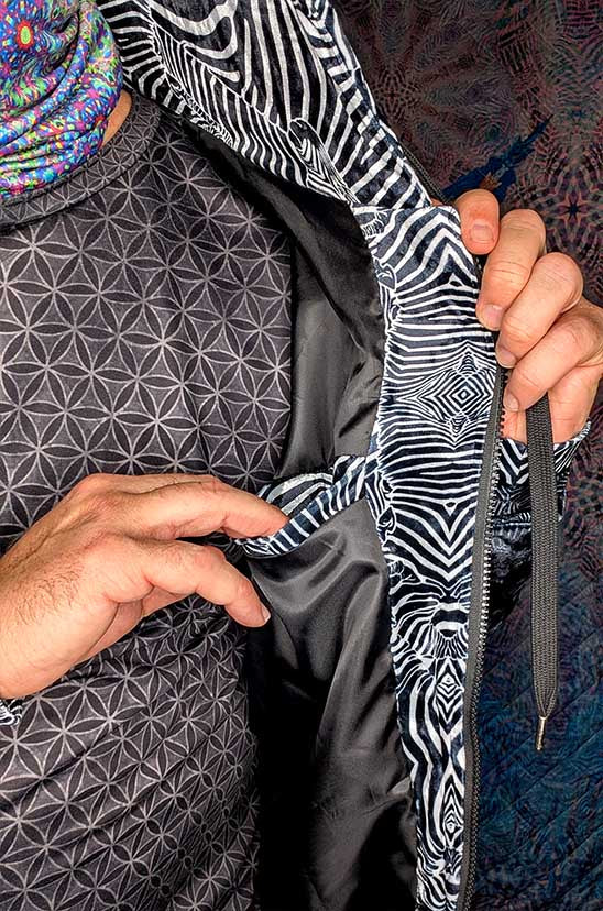 Zebra Reflections Crushed Velvet Zip Hoodie