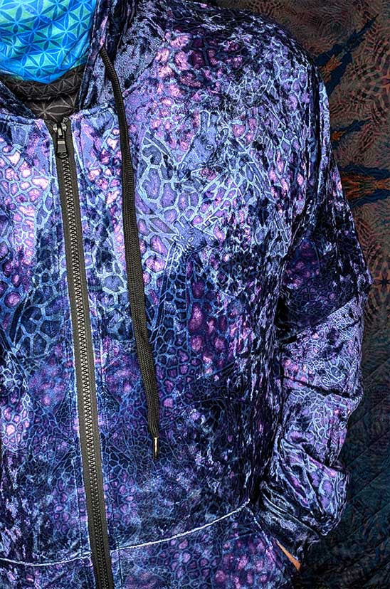 Purple Giraffe Crushed Velvet Zip Hoodie
