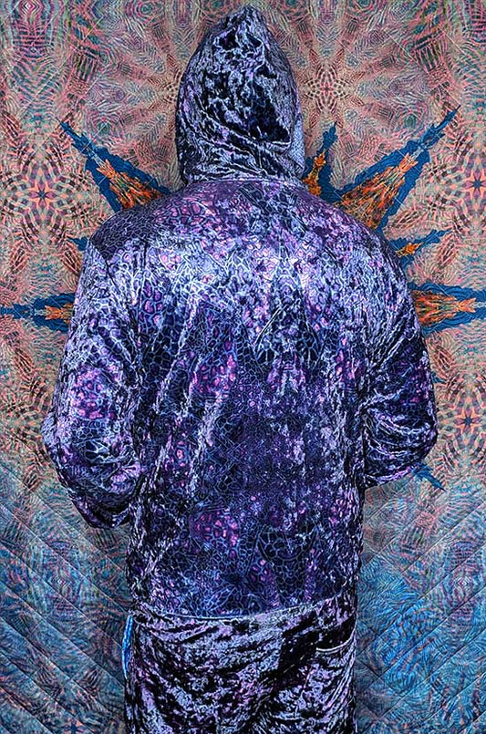 Purple Giraffe Crushed Velvet Zip Hoodie