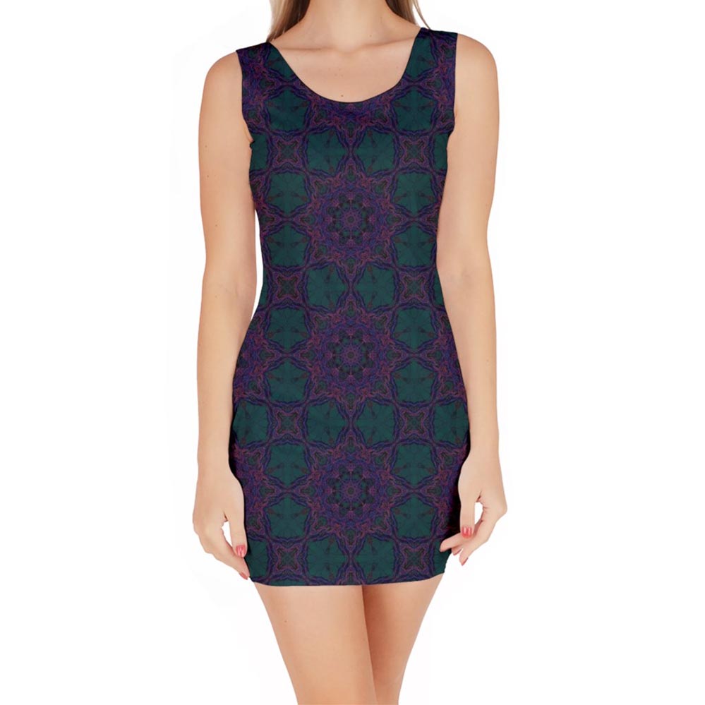 Purple Veil Mandala Bodycon Dress