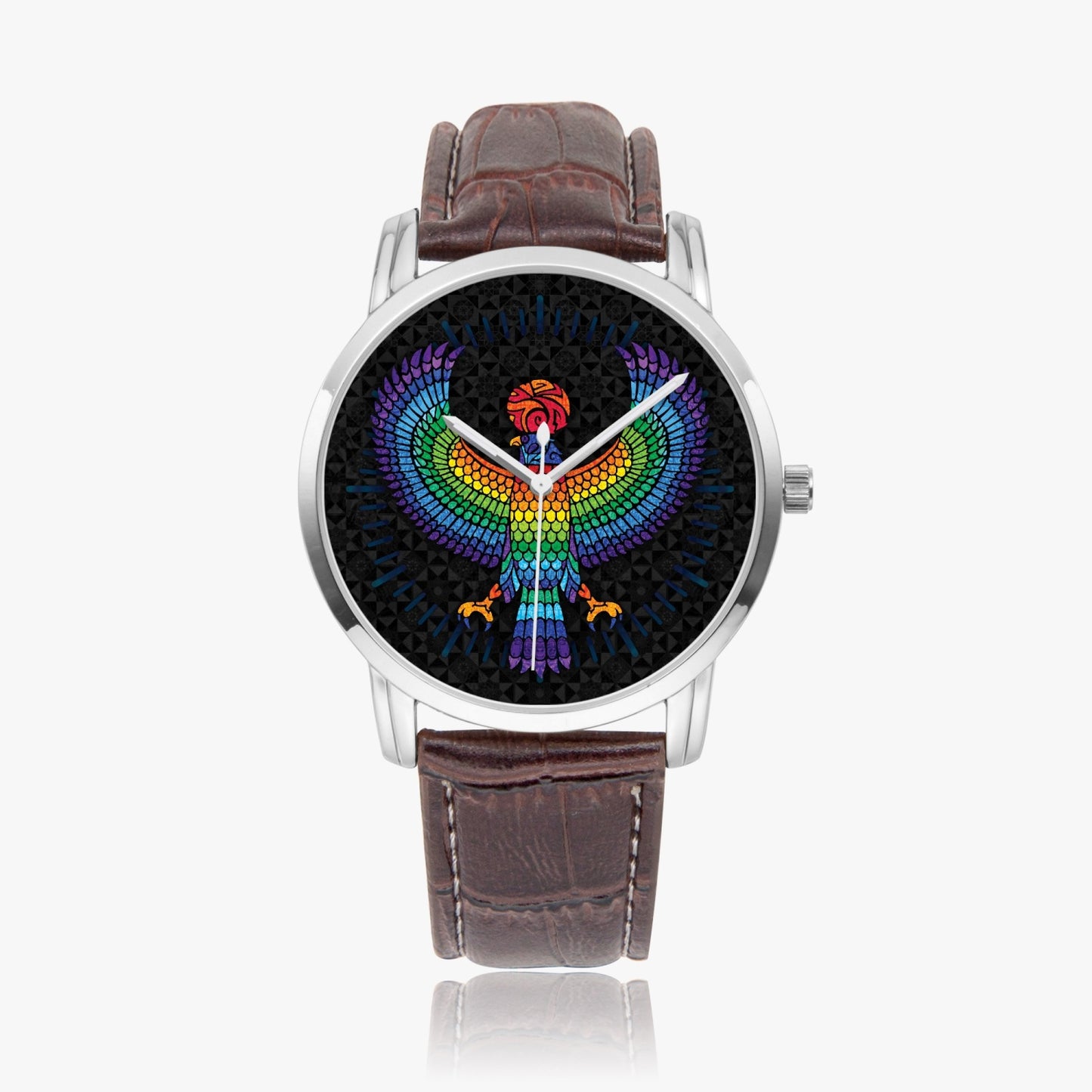 Eagle of Horus Stainless Steel Quartz watch w/ Genuine Leather Strap