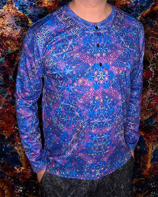 Eclectic Spectrum Long-Sleeve Henley Shirt