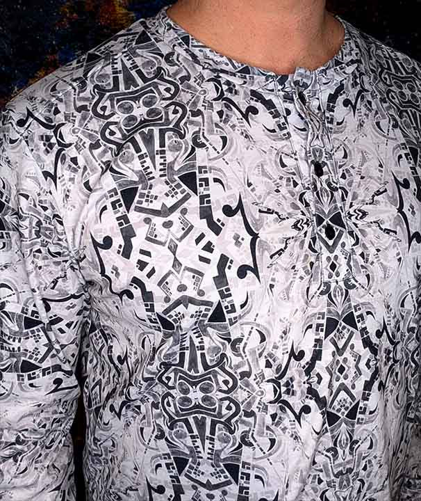 Musical Mandalas Long-Sleeve Henley Shirt